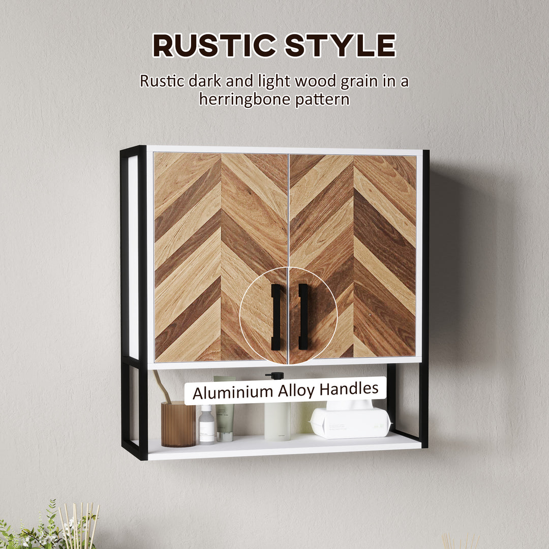 Bathroom Cabinet Wall Mounted, Bathroom Wall Cabinet Medicine Cabinet with 2 Doors, Adjustable Shelf, Walnut