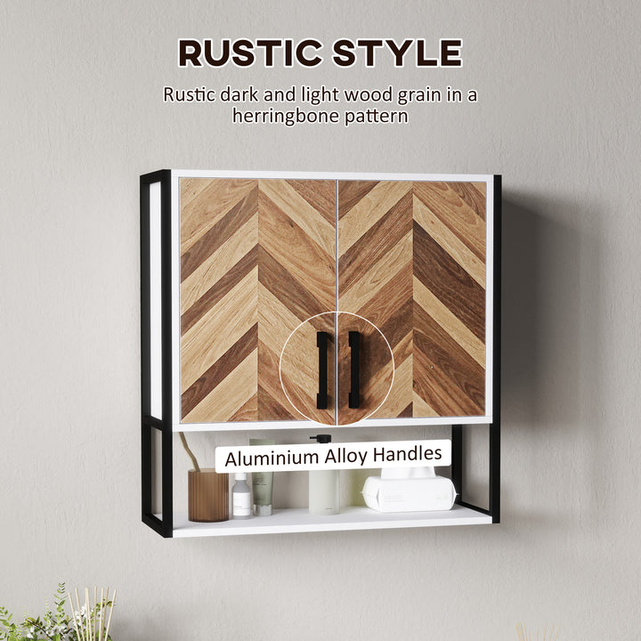 Bathroom Cabinet Wall Mounted, Bathroom Wall Cabinet Medicine Cabinet with 2 Doors, Adjustable Shelf, Walnut