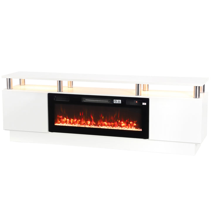 Electric Fireplace TV Stand for 80" TVs, 1800W LED Light