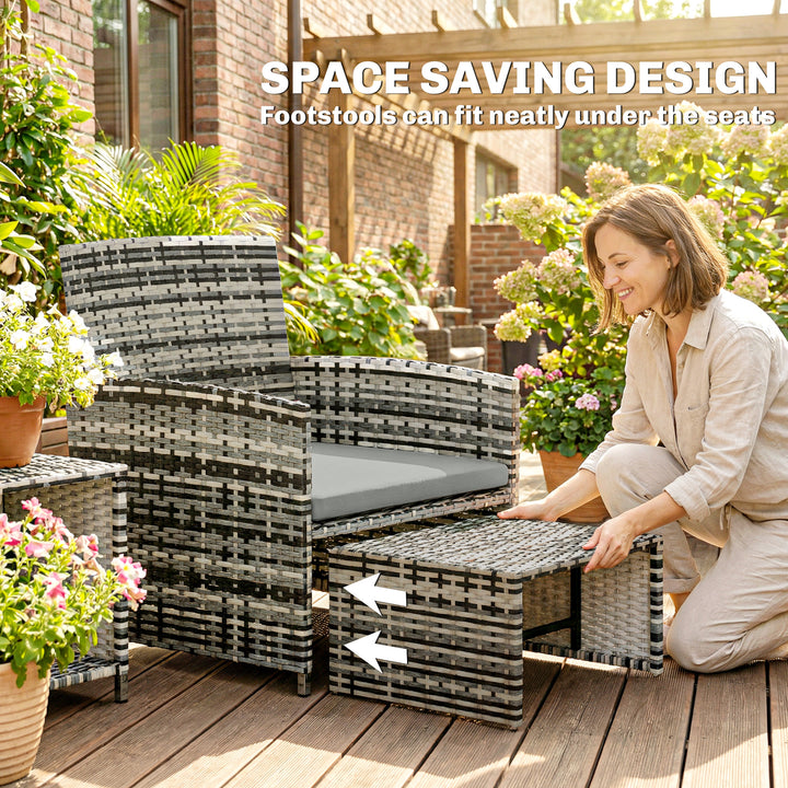6 Piece Rattan Garden Furniture, Space-Saving Patio Furniture Set with