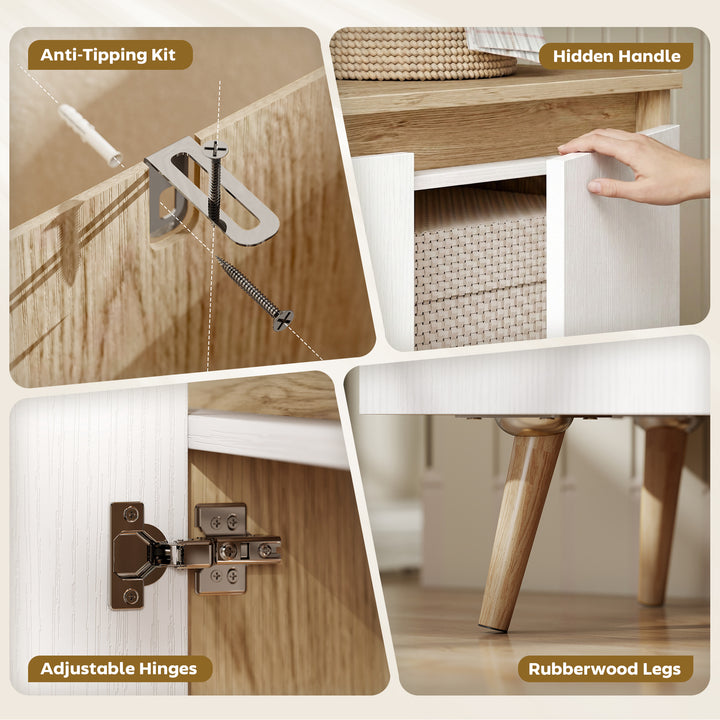 Sideboard Storage Cabinet, Kitchen Cupboard with 3 Doors, 2 Adjustable