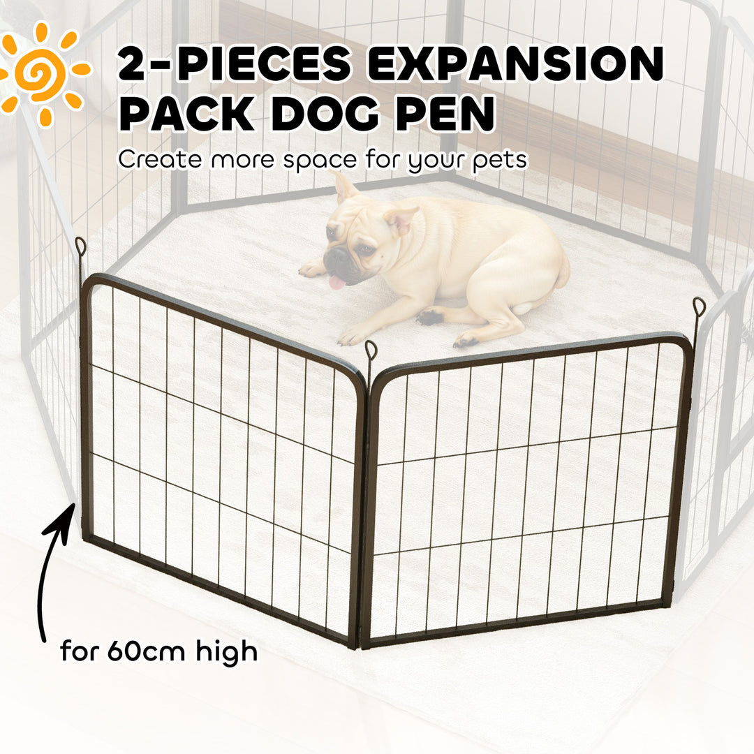 Two-Piece Dog Pen Expansion Pack for Small Dogs, 60cm Tall Animal Pen with Three Connecting Stakes