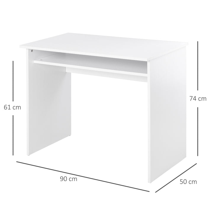 HOMCOM Working Desk with Storage Shelf, Writing Desk, Computer Tablek, Writing Reading for Home and Office, White | Aosom UK