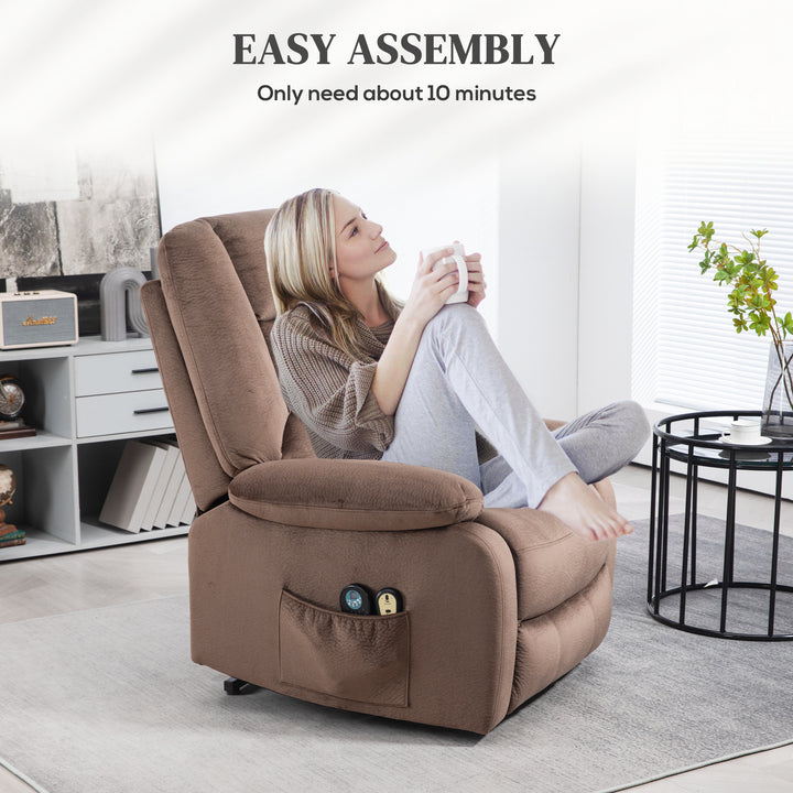 HOMCOM Electric Riser and Recliner Chair with Vibration Massage, Heat, Side Pocket, Brown | Aosom UK