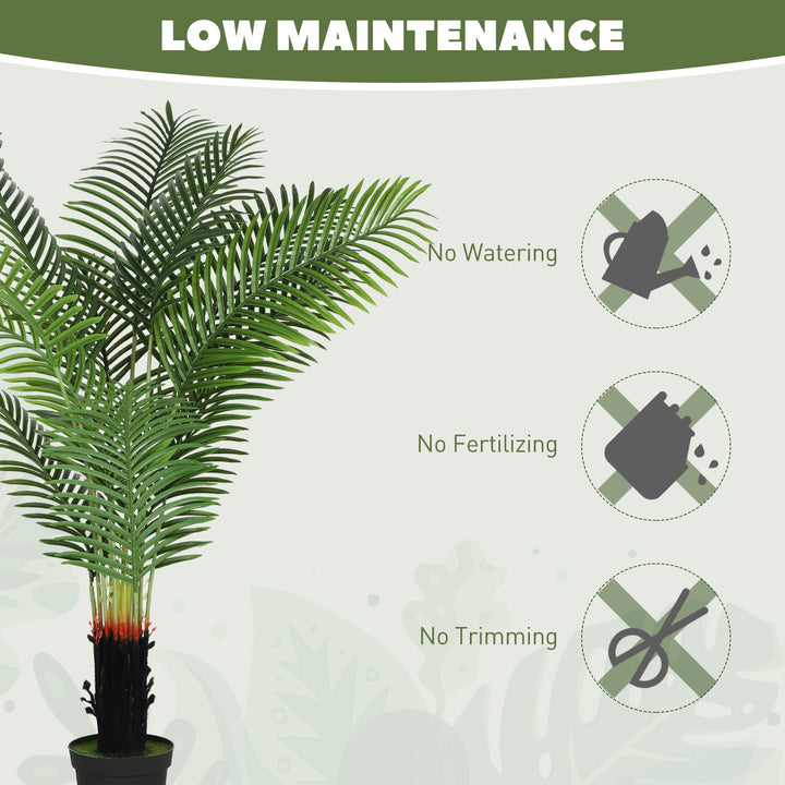 150cm Artificial Areca Palm Tree with 12 PE Leaves, Decorative Artificial Plant with Plastic Pot and Flocked Soil, Fake Plant for Home Office Decor, Green
