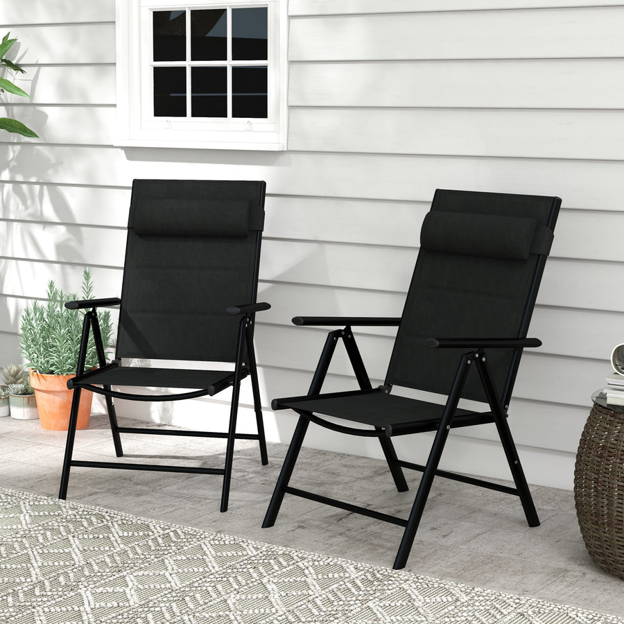 Set of Two Padded Garden Chairs - Black