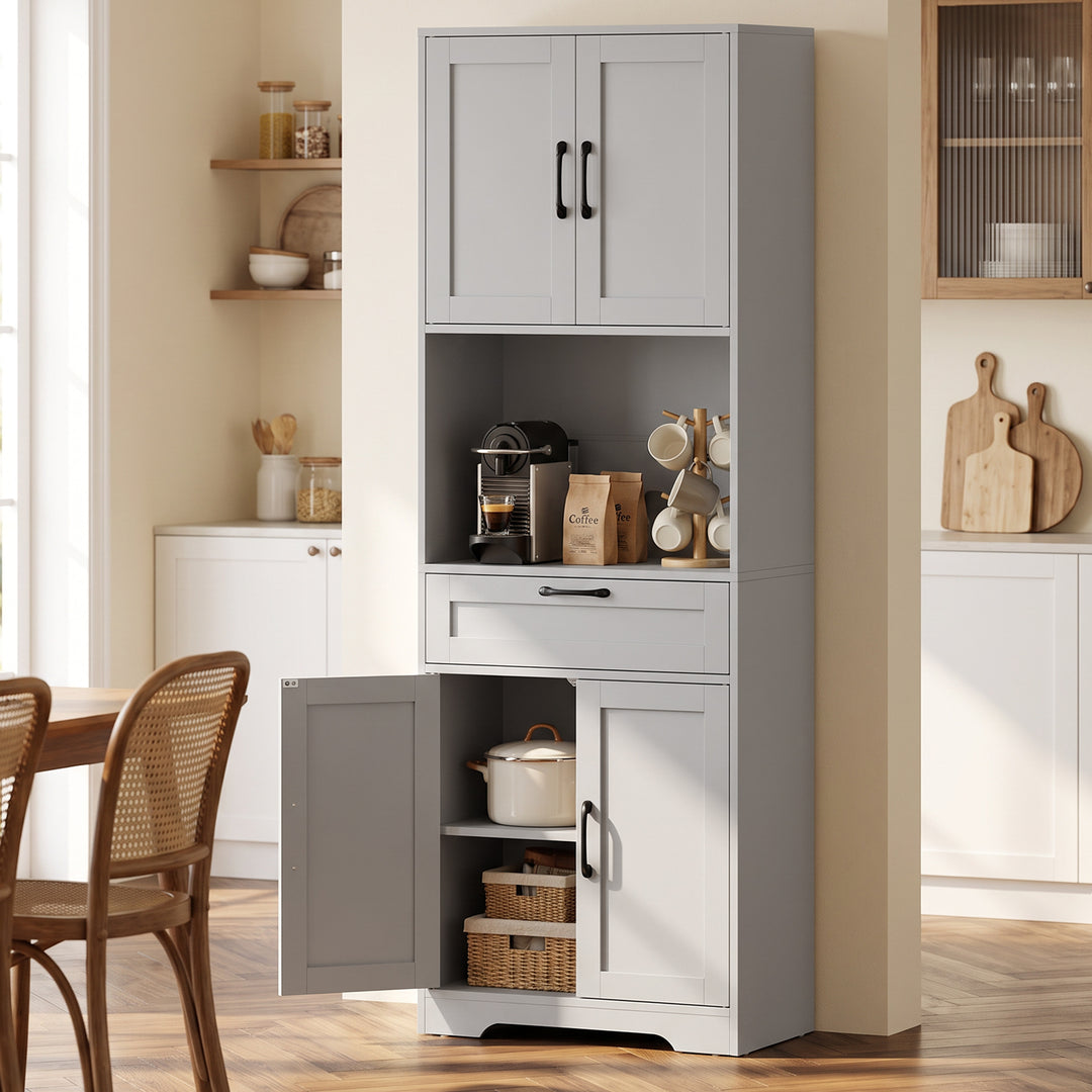 170 cm Tall Kitchen Pantry with Adjustable Shelves, Freestanding - view 2