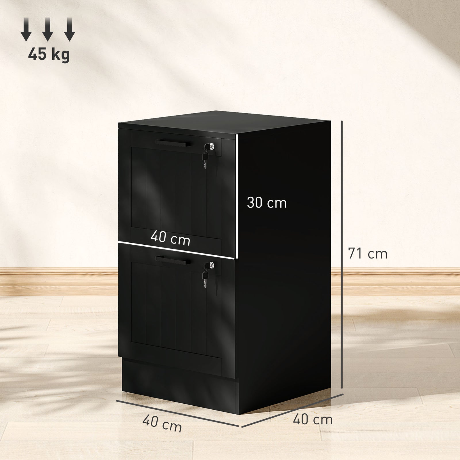 2 Drawer Filing Cabinet with Lock, Office Storage Cabinet with Adjusta