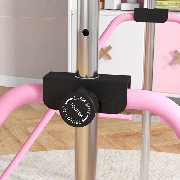 Adjustable Height, Foldable Kids Gymnastics Bar w/ Non-slip Rubber Floor Rings, for 3+ Years, Pink