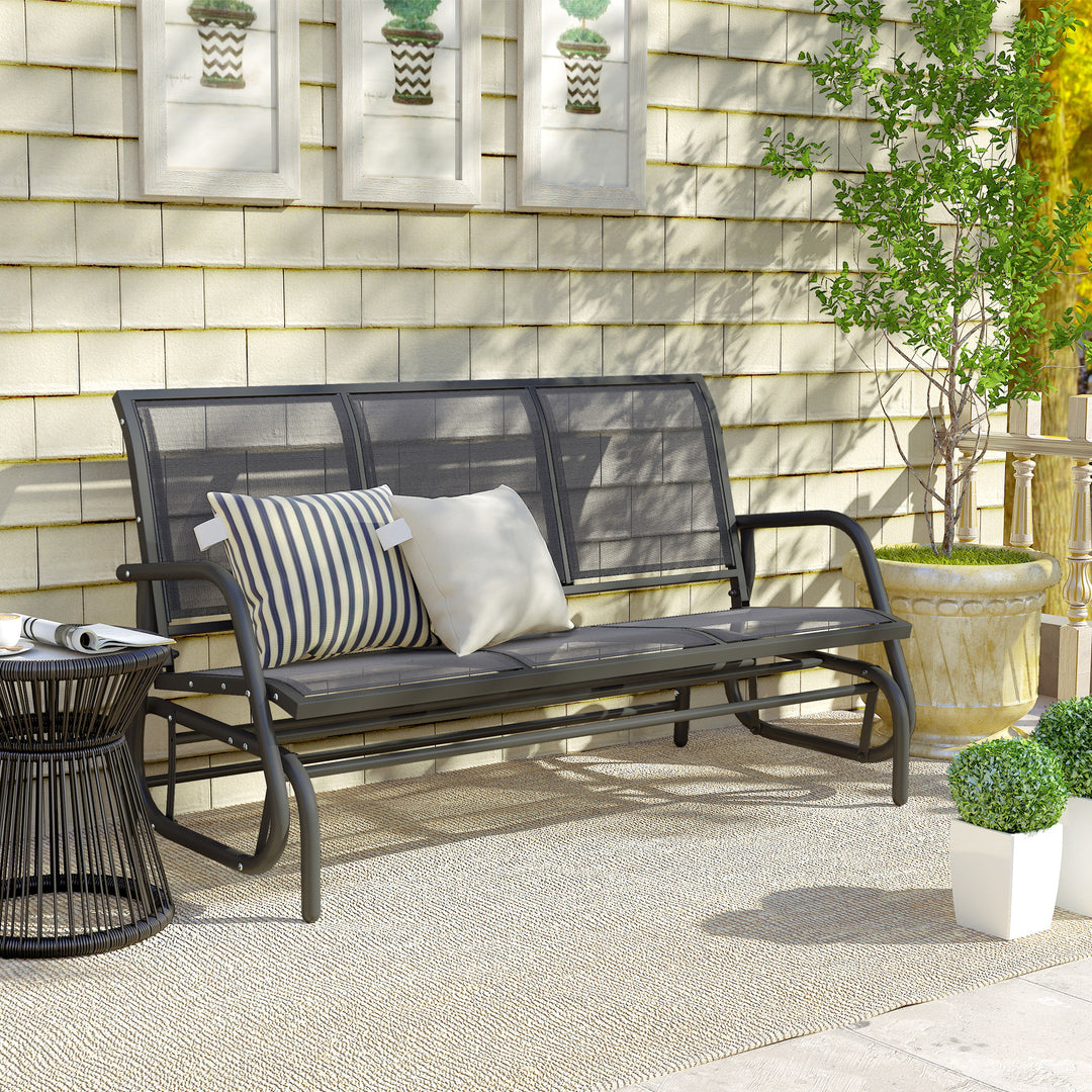 MCL 3-Seat Glider Rocking Chair for 3 People Garden Bench Patio Furniture Metal Frame, Grey