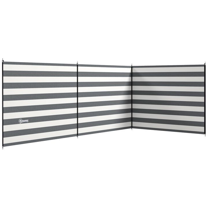 4 Pole Camping Windbreaks, Beach Wind Shield Shelter with Carry Bag and Steel Poles, Outdoor Caravan Privacy Shield, 540cm x 150cm, Grey and White