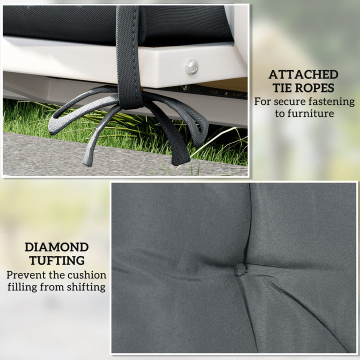 2 Seater Bench Pad, Garden Swing Chair Cushion with Back and Ties, Tuf