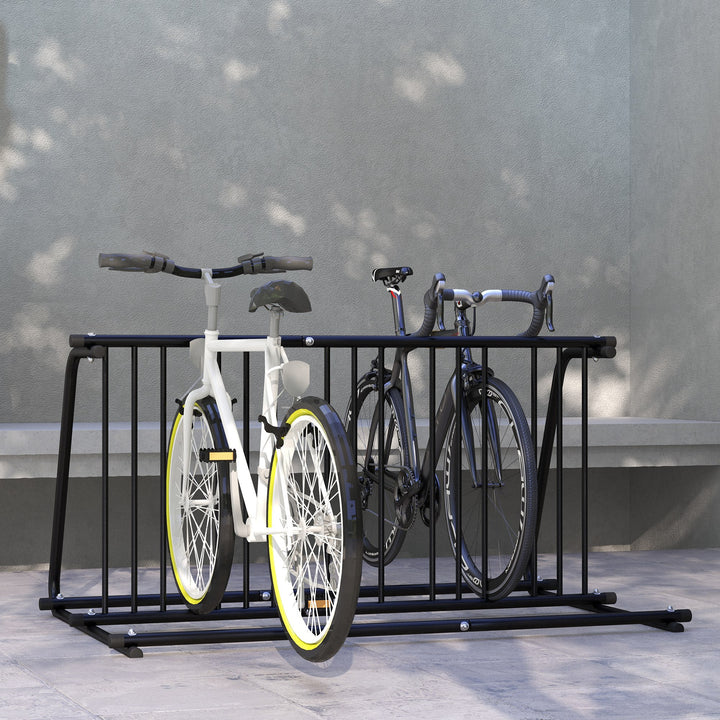 Bike Stand, Double-sided Bike Rack Floor Stand for 6 Bicycles, Kids/Mountain/Road Bikes Garage Indoor Outdoor Use