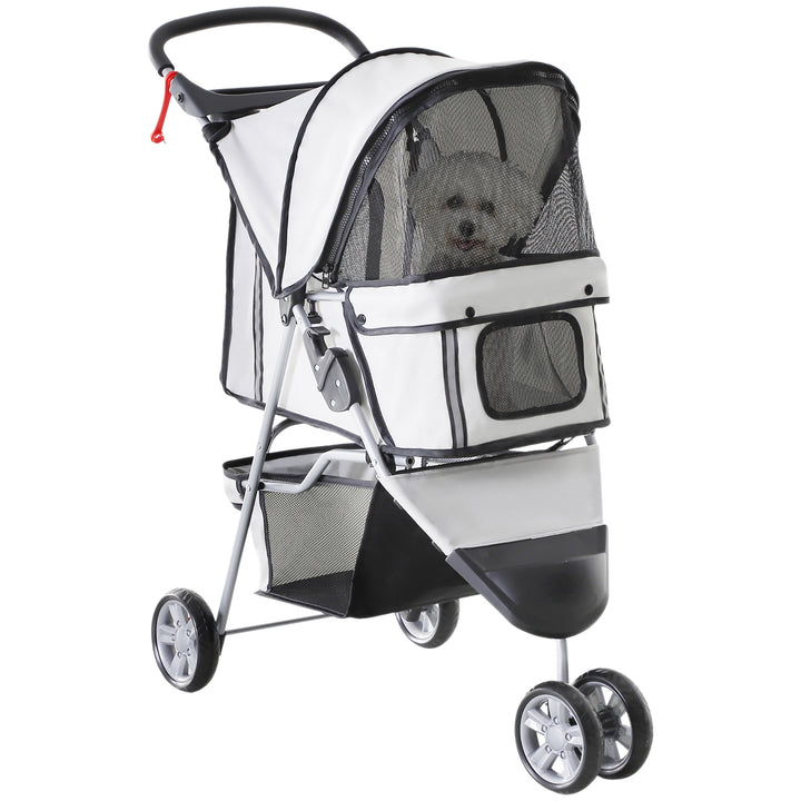 MCL 3 Wheel Pet Stroller for Small and Miniature Dogs, Grey