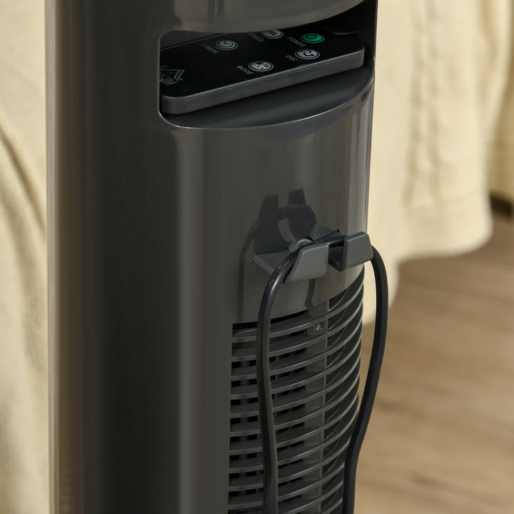 30'' Freestanding Tower Fan, 3 Speed 3 Mode, 10h Timer, 70 Degree Oscillation, LED Light, 5M Remote Controller, Dark Grey