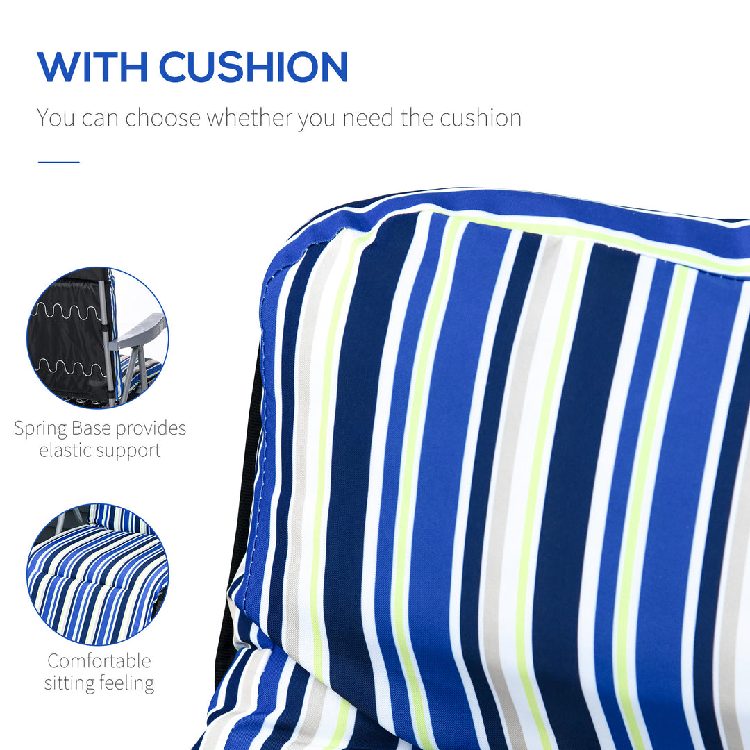 Reclining Garden Chair Set of 2, 5-Level Adjustable Zero Gravity Chairs with Cushions, Folding Sun Lounger Garden Recliner Chairs with Armrests for Outdoor, Patio, Blue Stripe