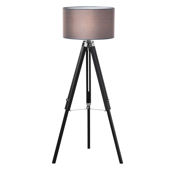 Modern Tripod Floor Lamps for Living Room with Fabric Lampshade, Standing Lamp for Bedroom Bulb not Included, Grey and Black