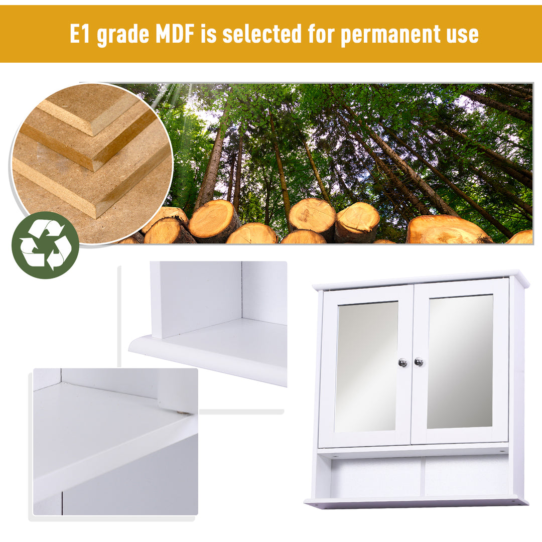 Wall-mounted Bathroom Cabinet Mirror Door Organiser Storage Shelves Living Room White