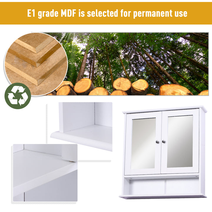 Wall-mounted Bathroom Cabinet Mirror Door Organiser Storage Shelves Living Room White