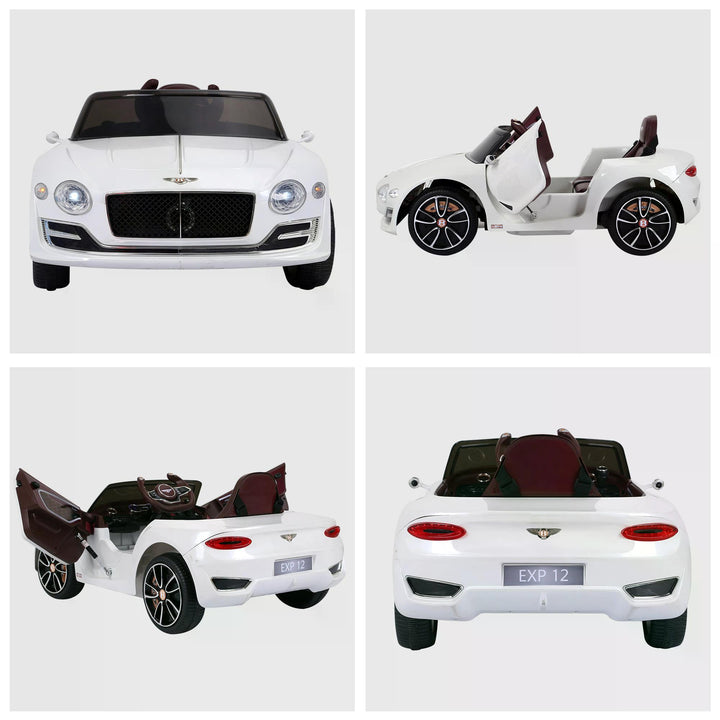 HOMCOM 12V Ride on Car with LED Lights, Kids Electric Car Ride on Toys Bentley Licensed MP3 Player, White