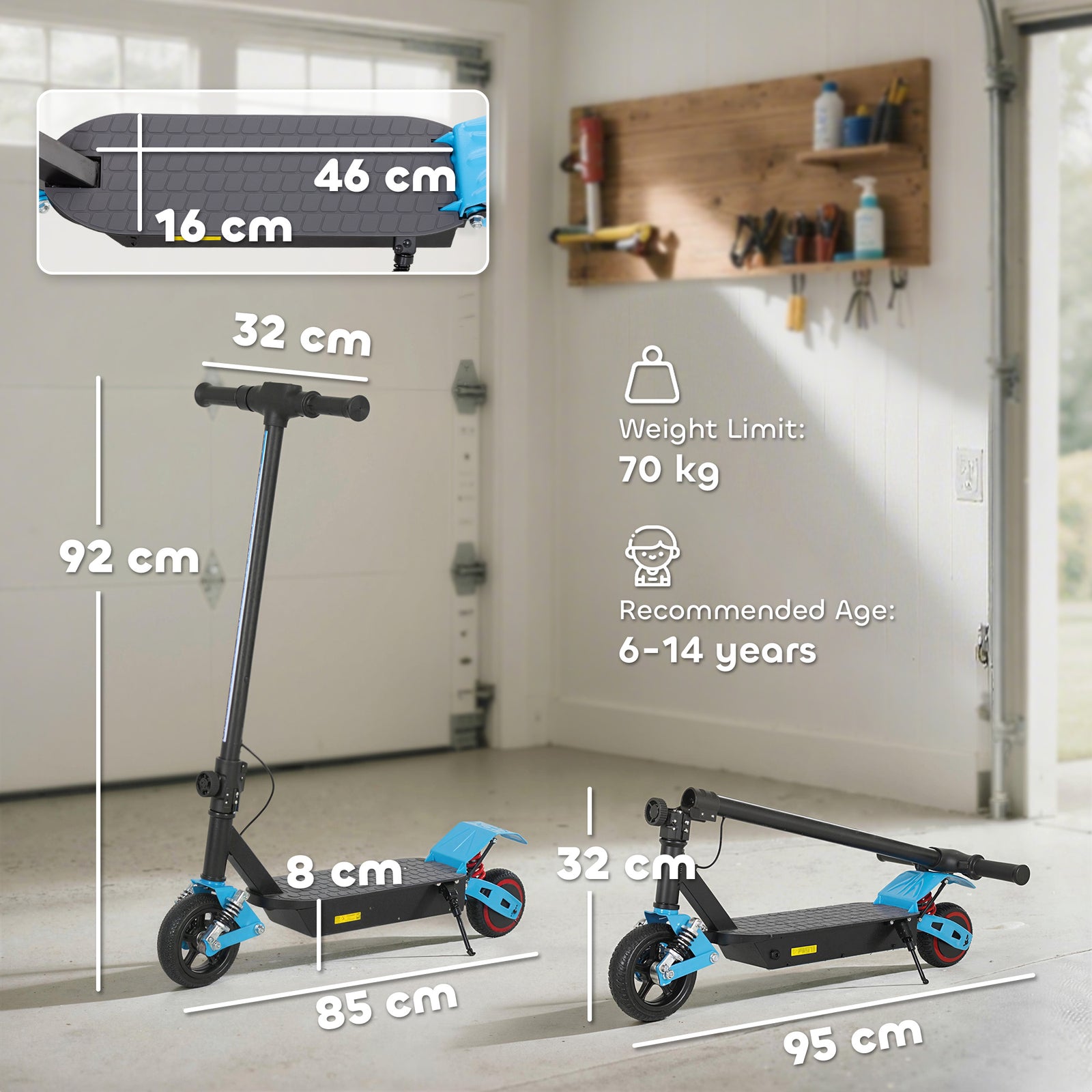 Foldable Kids Electric Scooter with LCD Display, Dual Shock Absorption