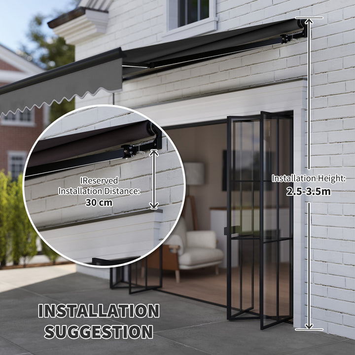3 x 2.5m Electric Awning with LED Light and Remote Controller, Aluminium Frame DIY Retractable Awning, UV50+ Sun Shade Canopy for Garden Patio Deck Door Window, Dark Grey