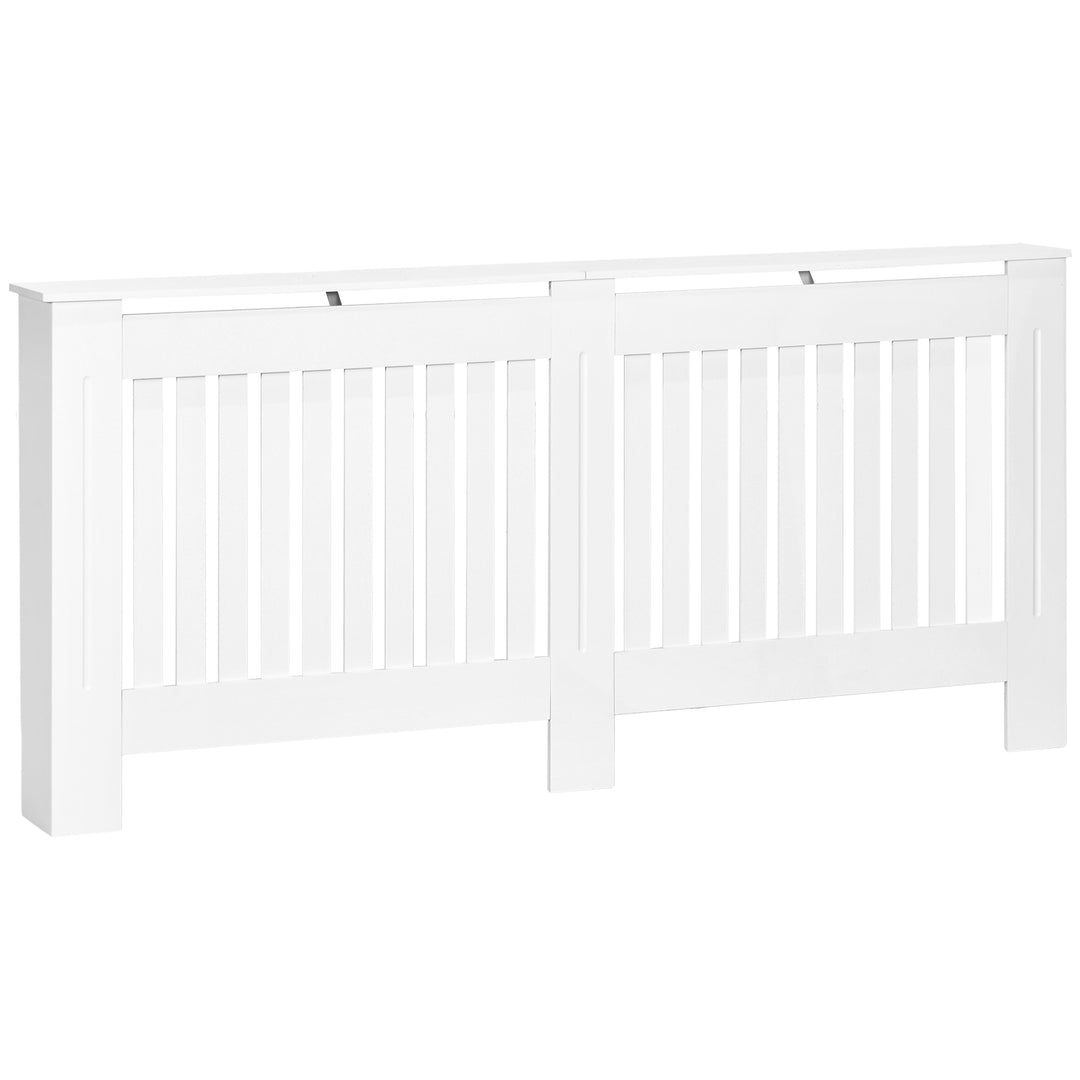 Slatted Radiator Cover Painted Cabinet MDF Lined Grill in White (172L x 19W x 81H cm)