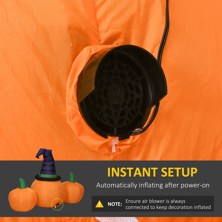 6ft Inflatable Halloween Large Pumpkin in Hat with Four Small Pumpkins, Blow-Up Outdoor LED Display for Lawn, Garden, Party