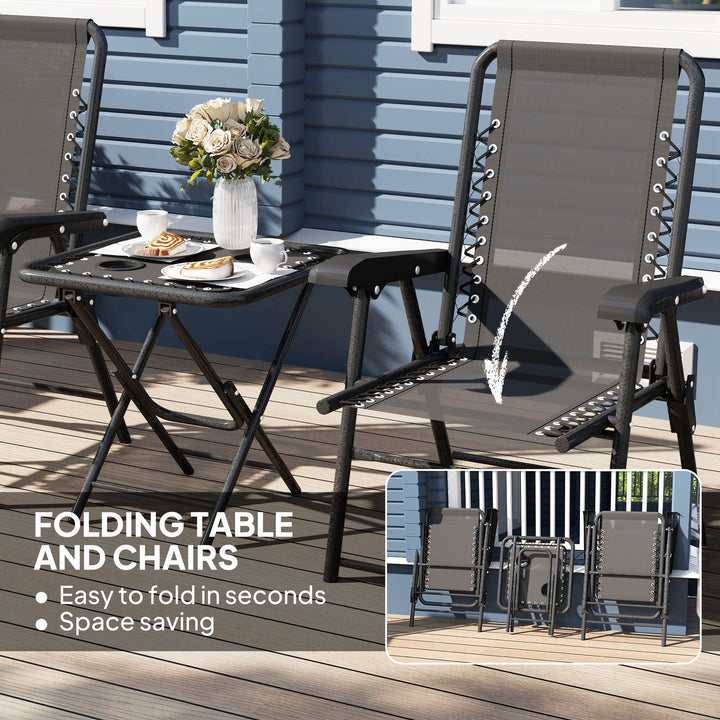 Three-Piece Garden Table and Chair Set - Black