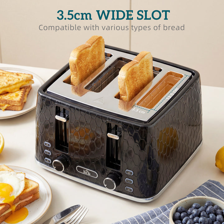 Kettle and Toaster Set, 1.7L 3000W Rapid Kettle with Strix Thermostat, 4 Slice Toaster with 7 Browning Controls