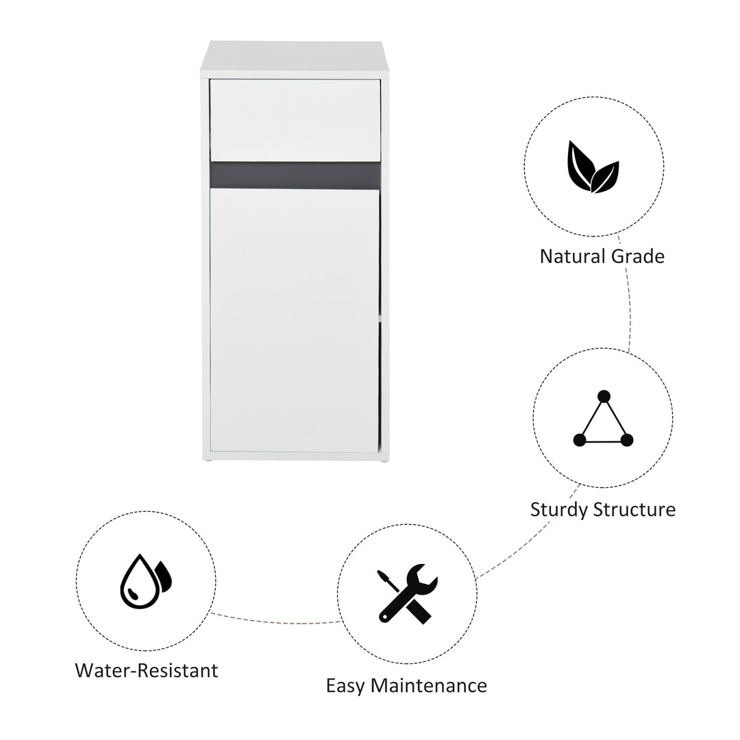 MDF Tri-Compartment Bathroom Storage Cabinet White