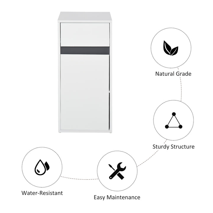MDF Tri-Compartment Bathroom Storage Cabinet White