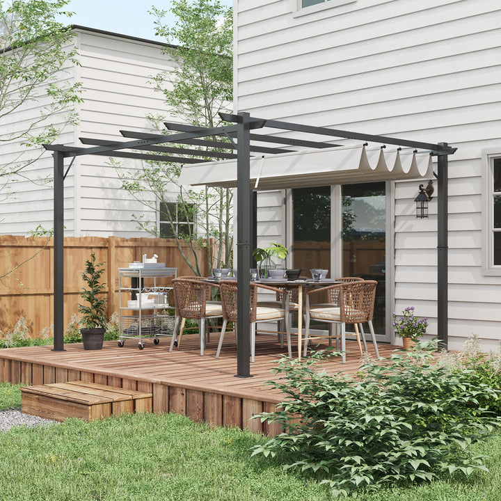 3 x 3(m) Aluminium Pergola Canopy Gazebo Awning Outdoor Garden Sun Shade Shelter Marquee Party BBQ, Light Grey
