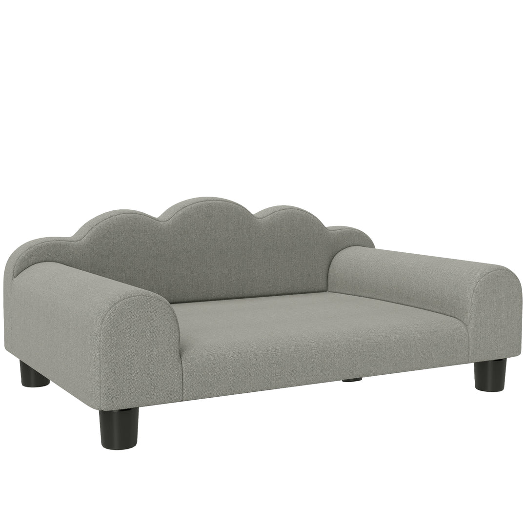 Elevated Dog Sofa Bed, Breathable Pet Sofa with Backrest and Armrest for Small Dogs, Grey