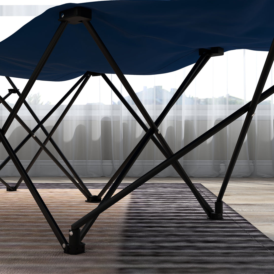 Camping Bed for Adults, Single Folding Camp Bed, Portable Camping Cot with Side Pocket, Headrest and Oxford Seat for Outdoor, Travel, Fishing, Dark Blue