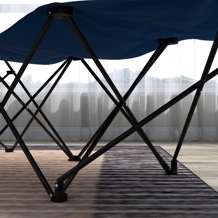 Camping Bed for Adults, Single Folding Camp Bed, Portable Camping Cot with Side Pocket, Headrest and Oxford Seat for Outdoor, Travel, Fishing, Dark Blue