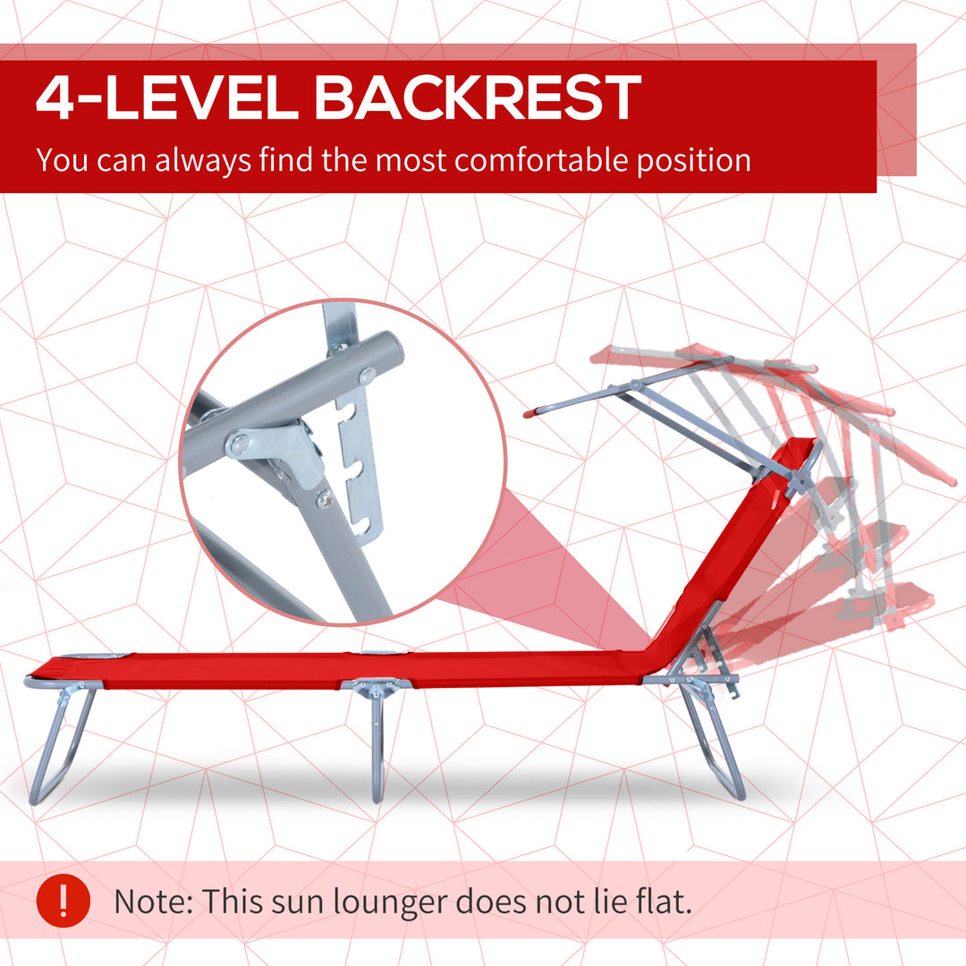 MCL Folding Sun Lounger, Lounge Chairs Reclining Sleeping Bed with Adjustable Sun Shade Awning for Beach, Patio