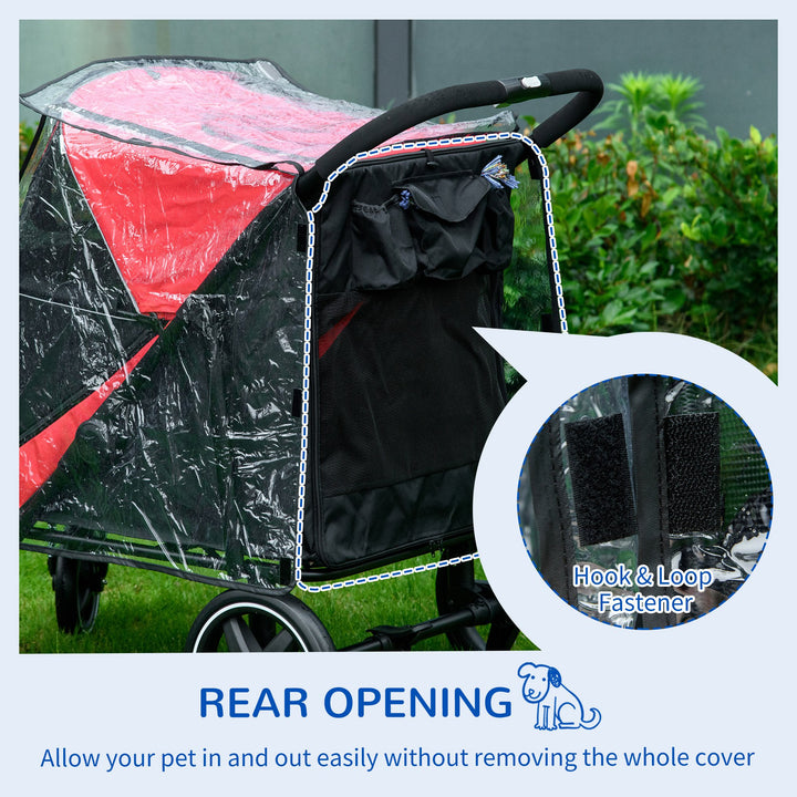 PawHut Dog Stroller with Rain Cover, Large Medium Pet Pram Buggy with Rear Entry, Durable & Waterproof, Grey