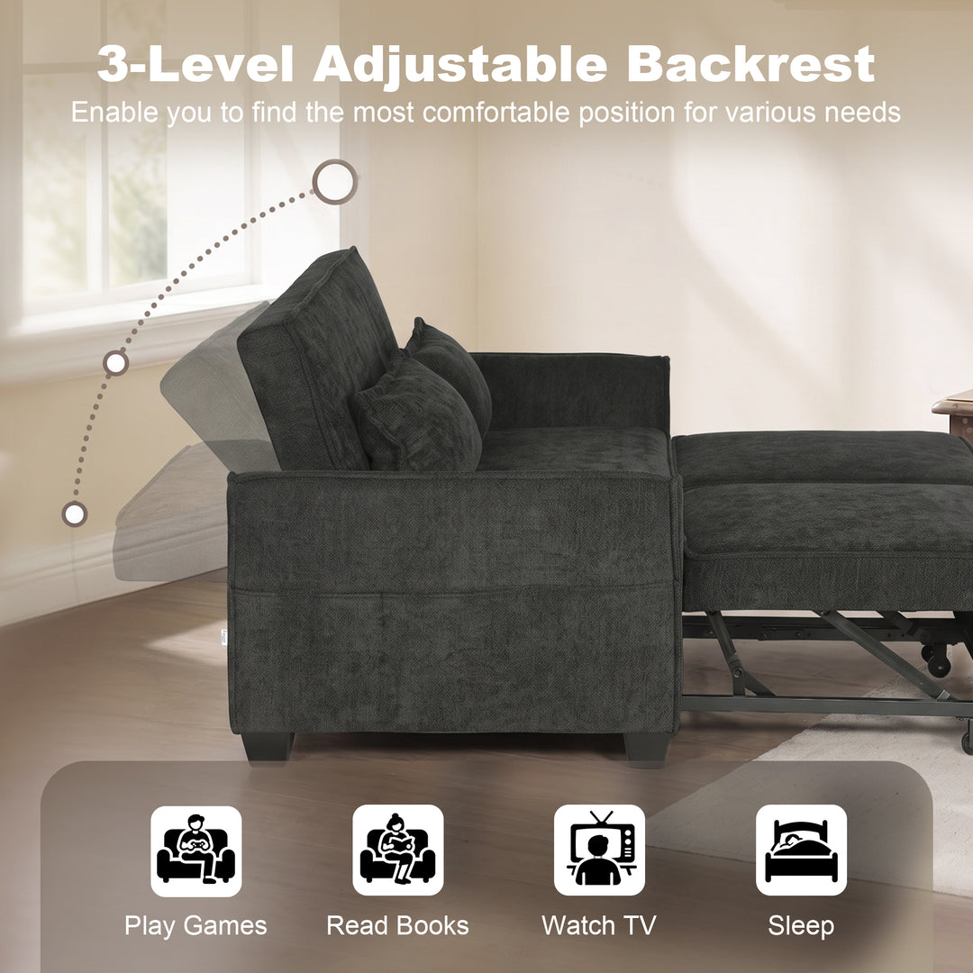 2 Seater Sofa Bed, 4-in-1 L-Shaped Convertible Pull-Out Sleeper Sofa w
