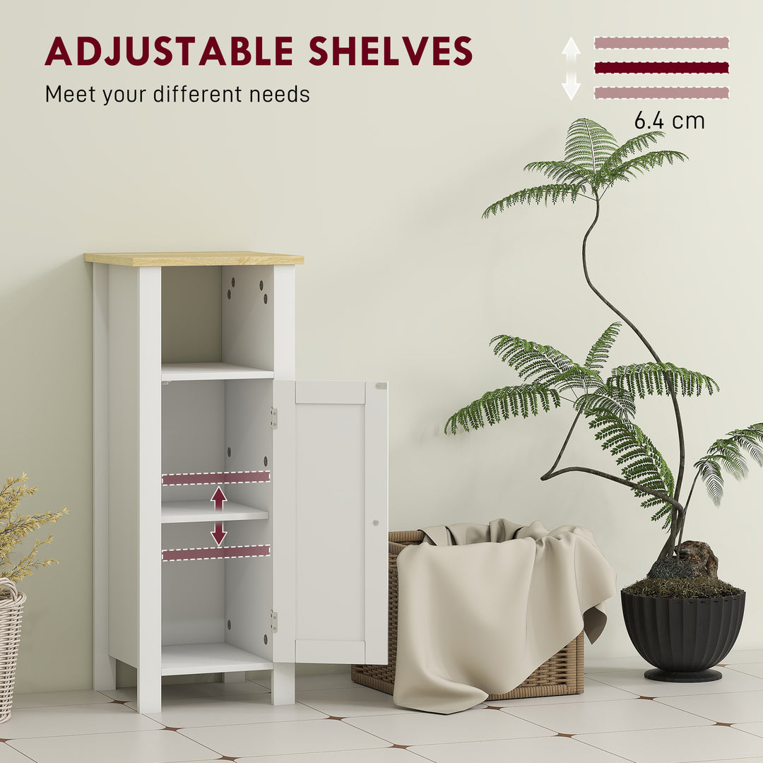 Slim Bathroom Storage Unit with Open Shelf, Bathroom Storage Cabinet with Adjustable Shelf, 32 x 30 x 80 cm, White