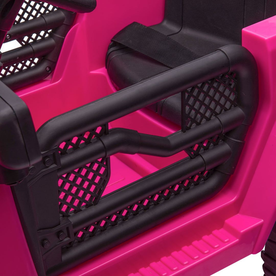 MCL Kids Electric Ride On Car 12V Off Road Toy with Parental Remote Control 2 Motors Horn Lights Suspension Wheels for 3-6 Years Old Pink