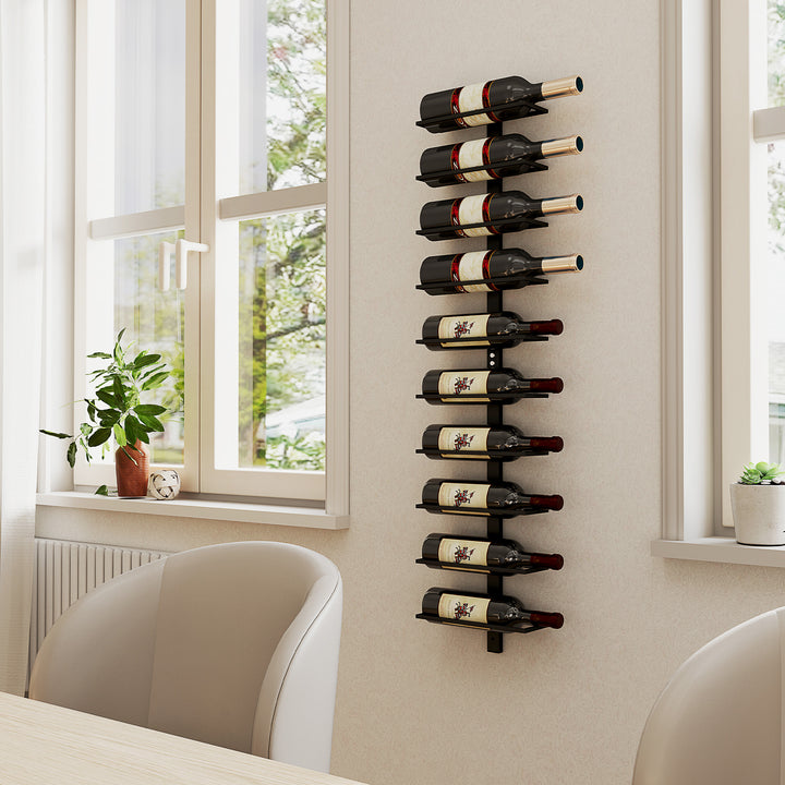 Wine Rack, Wall Mounted, 10 Tier Metal Wine Display Rack, Storage Hold