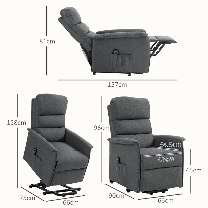 HOMCOM Electric Power Lift Recliner Chair with Spring Pack Seat, Fabric Recliner Armchair for Elderly with Footrest, Pockets | Aosom UK