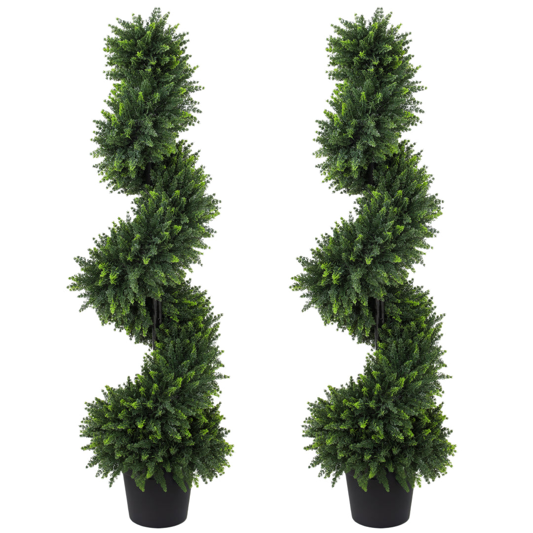 Decorative Artificial Plants Set of 2, UV Resistant Fake Plants in Pot
