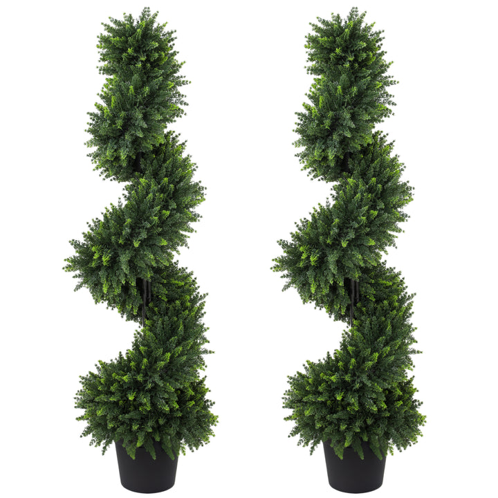 Decorative Artificial Plants Set of 2, UV Resistant Fake Plants in Pot