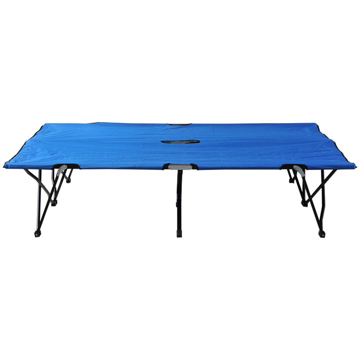 Double Camping Cot Bed, with Bag - Blue