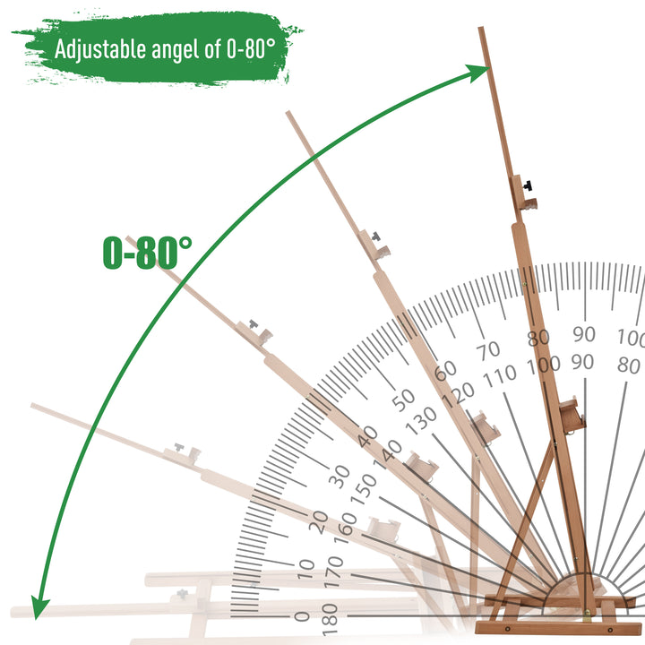 MCL Wooden Easel Stand H-Frame Artist Easel with 171-230cm Adjustable Height and 0-80° Working Angles Beech Wood Art Easel for Displaying Painting Wedding Sign Nature Wood Finish