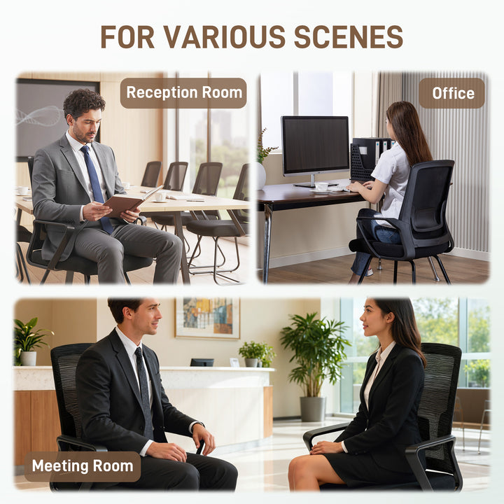 Desk Chair No Wheels, Office Chair with Mesh Back, Lumbar Support, Met