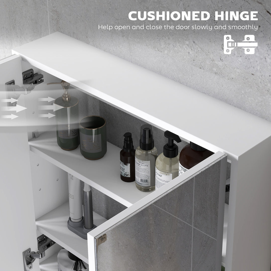 60 x 15 cm Double Door Bathroom Mirror Cabinet - White