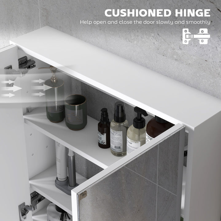 60 x 15 cm Double Door Bathroom Mirror Cabinet - White